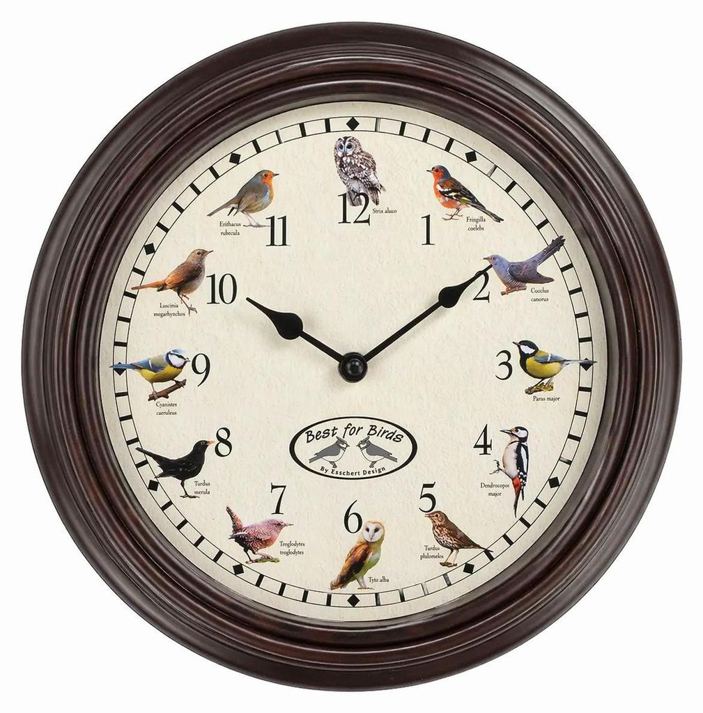 Esschert Design Horloge avec gazouillis d'oiseaux Image du produit 