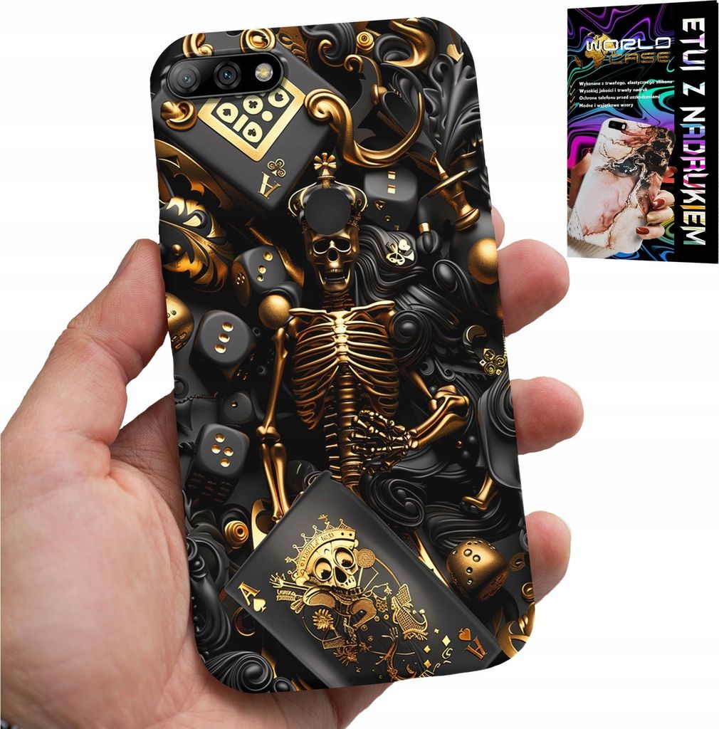 Fall Für Huawei Y7 2018 - König Poker Würfel Ass Designs Für Männer + Glas