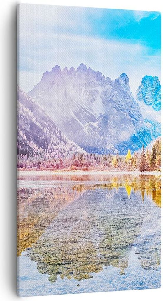 Bild auf Leinwand - Leinwandbild - Einteilig - Herbst Landschaft Berge - 55x100cm - Wand Bild - Wanddeko - Wandbilder - Leinwanddruck - Bilder - Wa...
