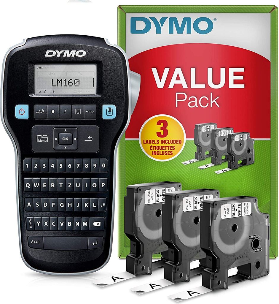 DYMO LabelManager 160 Starter Set m. 3 D1-Bänder 12mm Qwertz