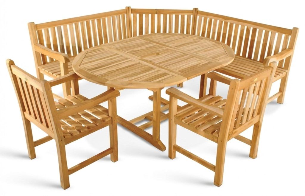 4tlg. Gartengruppe Borneo, Teakholz massiv, Garten-Set bestehend aus 1x Gartentisch 120-170 x 100 cm, 2X Gartensessel Caracas, 1x Eckbank, für Ter...