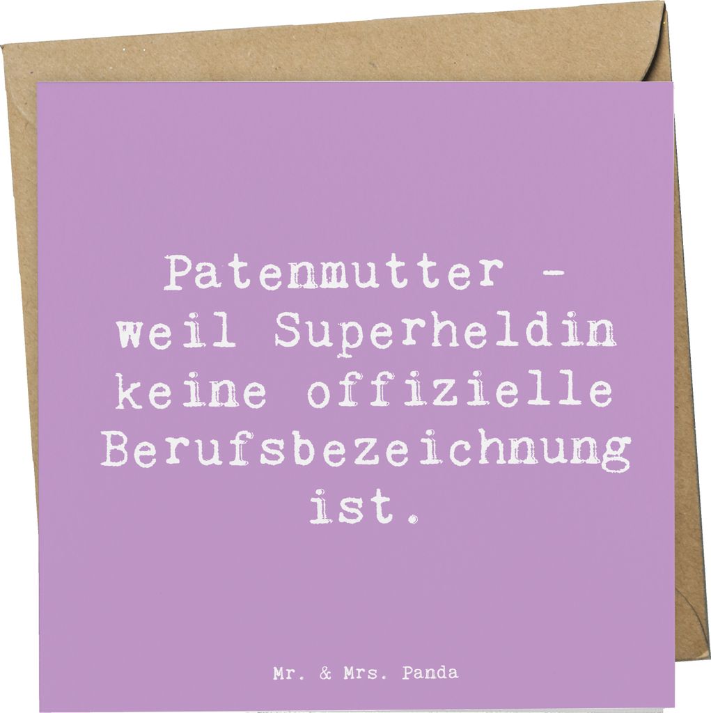 Mr. & Mrs. Panda Grußkarte Spruch Patenmutter Superheldin - Lavendeltraum - Geschenk, Wegweiser, anlasskarte, Dankeschön, Geschenke für Paten, F...