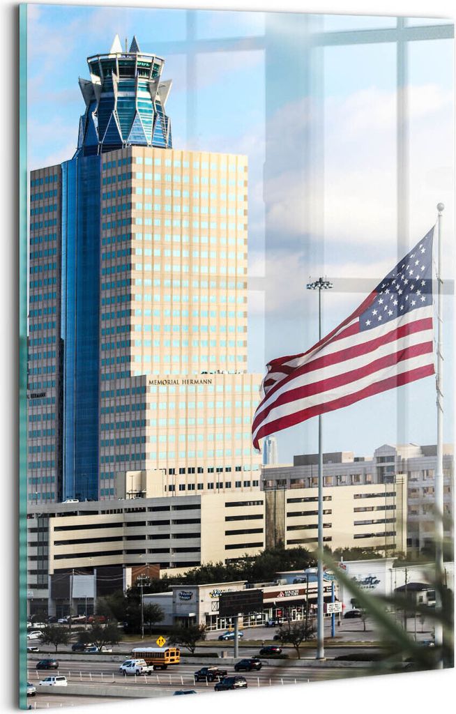 Designer Glasbild - Wandbild - Glas Bild - 20x30 cm - Amerika-Flagge