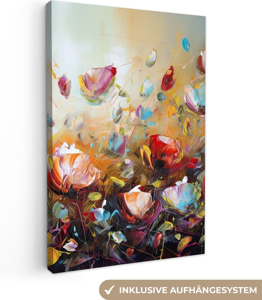 OneMillionCanvasses - Leinwandbilder - 90x140 cm, Blumen - Kunst - Natur - Ölgemälde, Wandbilder Kunstdruck Wanddekoration - Foto auf Leinwand ...