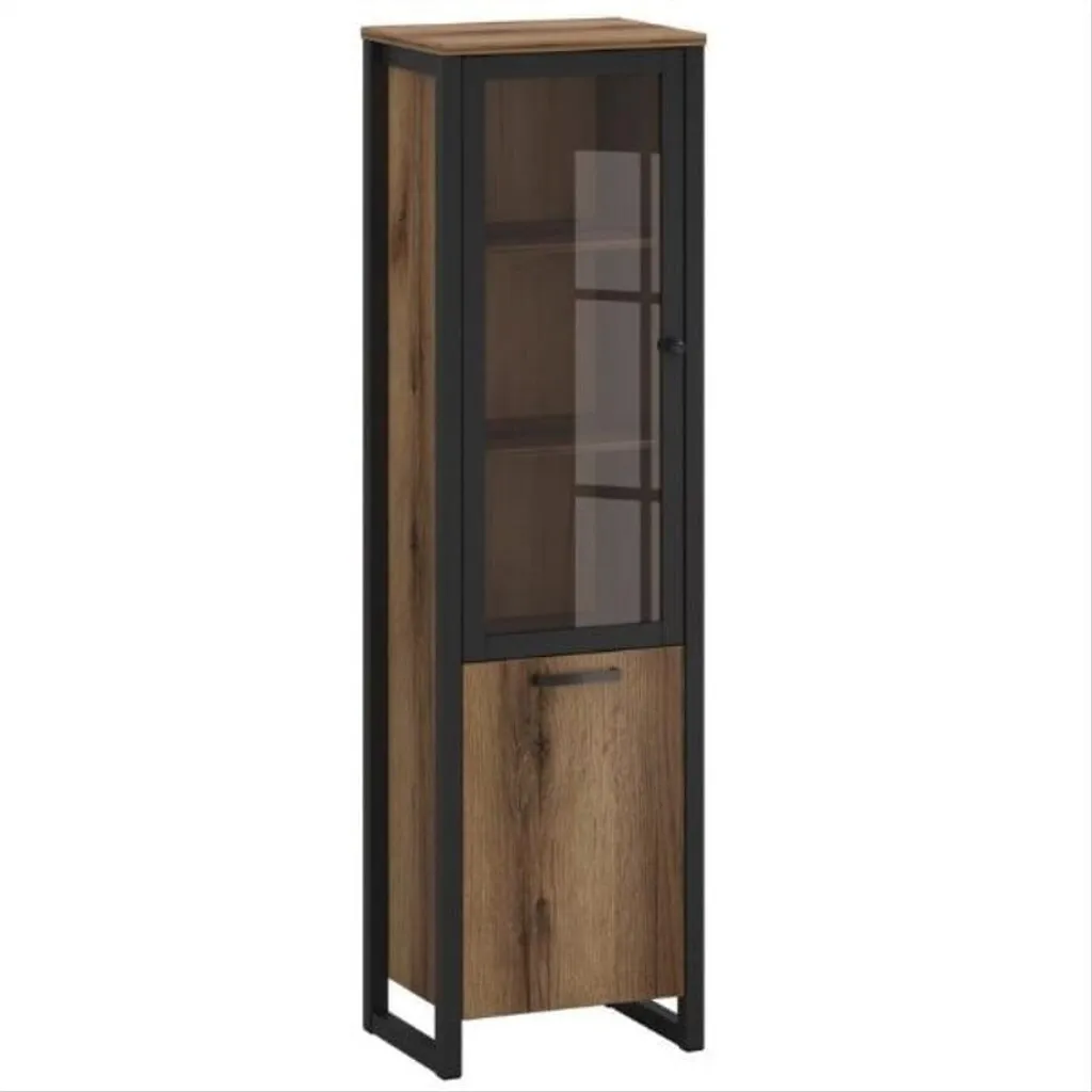 Armoire vitrine de salon Mares - Meuble de rangement haut à portes vitrées