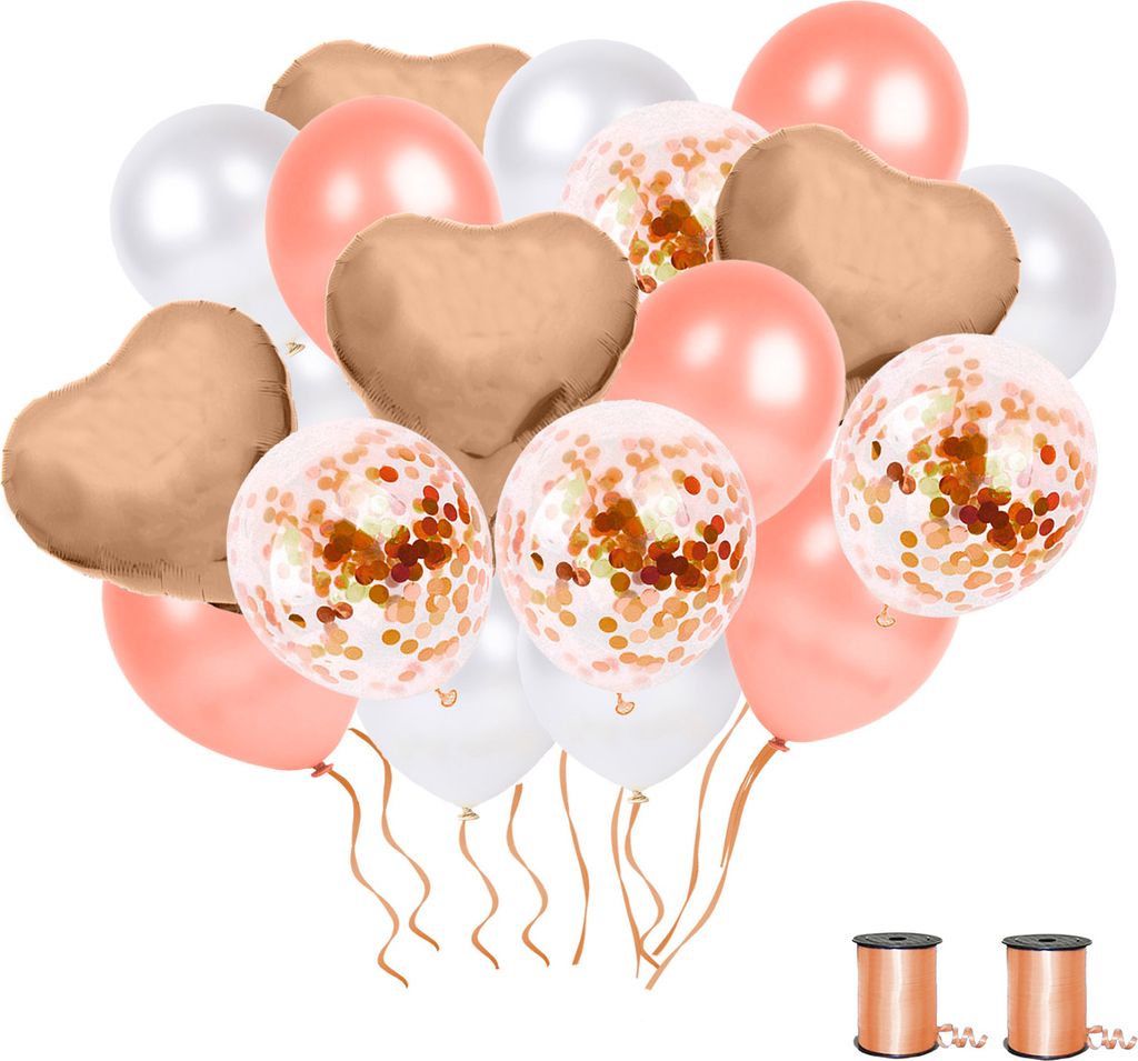 Happy Birthday Luftballon Party Set Rosegold, 48 tlg.