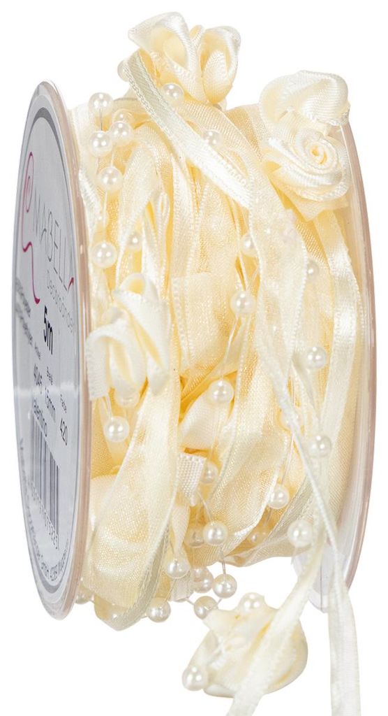 Schleifenband Valentino Creme 15mm 5m Tischdeko Hochzeit Dekoband