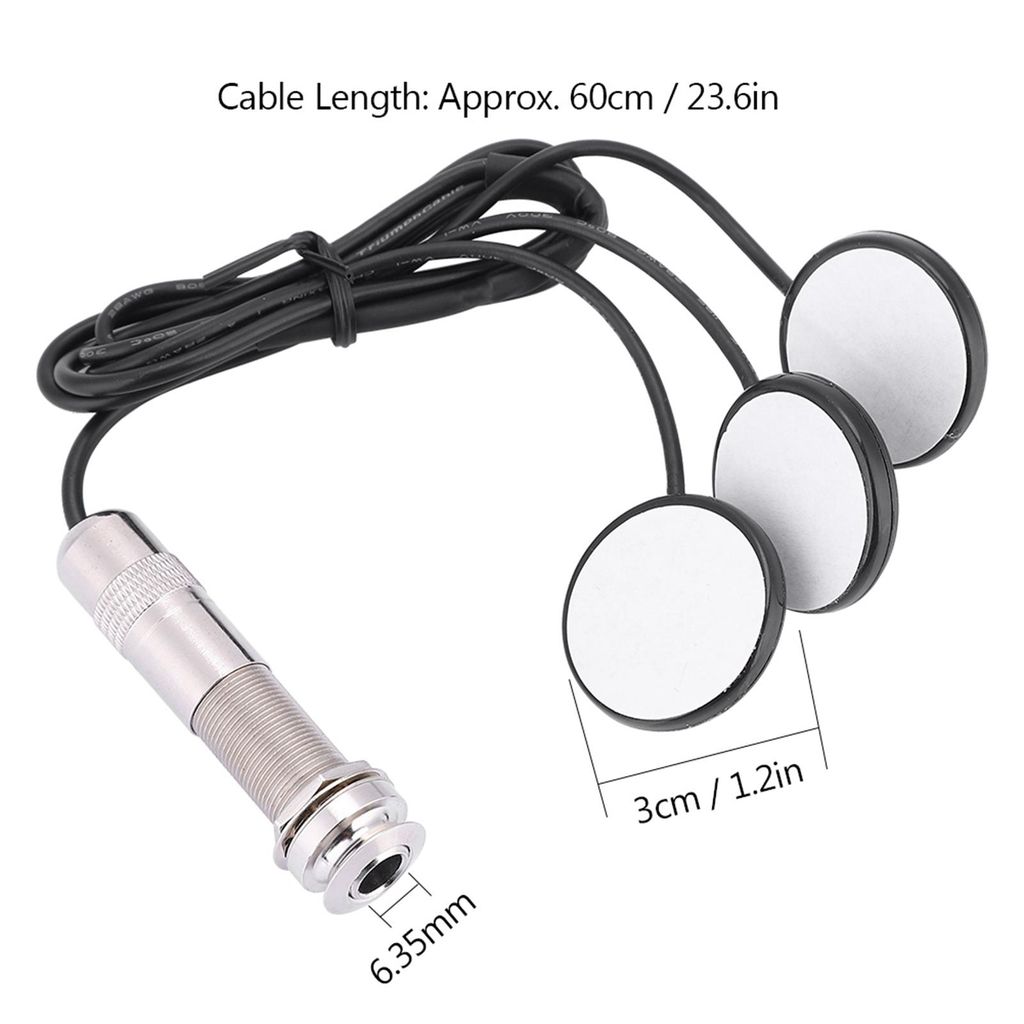 Micro Piézo Pour Guitare Acoustique - Fiche Jack 6.35 Mm - Chrome/Noir - Haute Qualité - Neuf