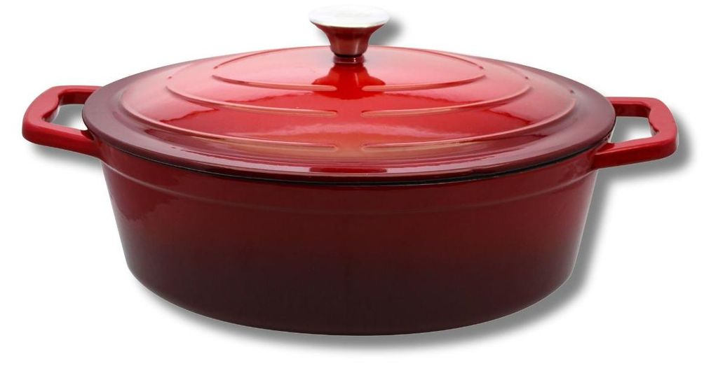 Cocotte ovale en fonte émaillée 33 cm de long rouge cerise Image du produit 