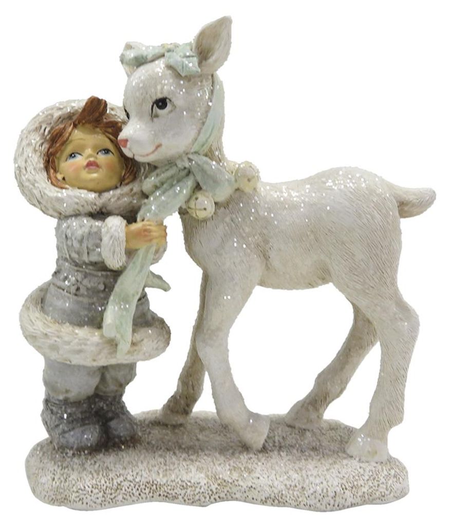 Clayre & Eef Figur Kind 13 cm Weiß Polyresin Produktbild 