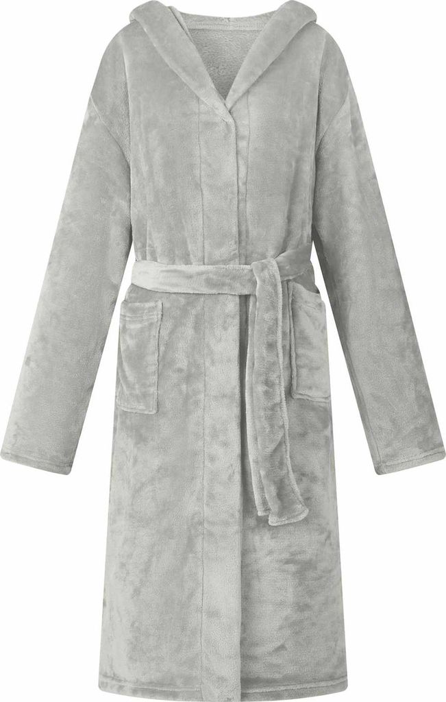 "Schlussverkauf" Bademantel Hoodie (1 PC) - Extra-warme - Grau S Flanell C8828