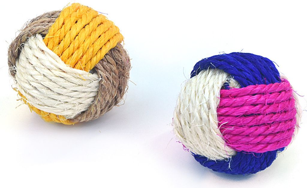 Stück langlebiger Sisalball in drei Farben, gewebt, für Katzen, Katzenspielzeug, interaktives Spielspielzeug, Teaser, Heimtierbedarf, 6 cm, zufä...