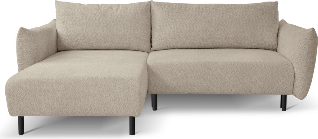 Masseno Ecksofa UNO mit Schlaffunktion L-Form, Sofa mit Bettkasten, Wohnzimmersofa, Couch, Soffa, Bettsofa, Couchgarnitur- Beige, ANTHOLOGY 20