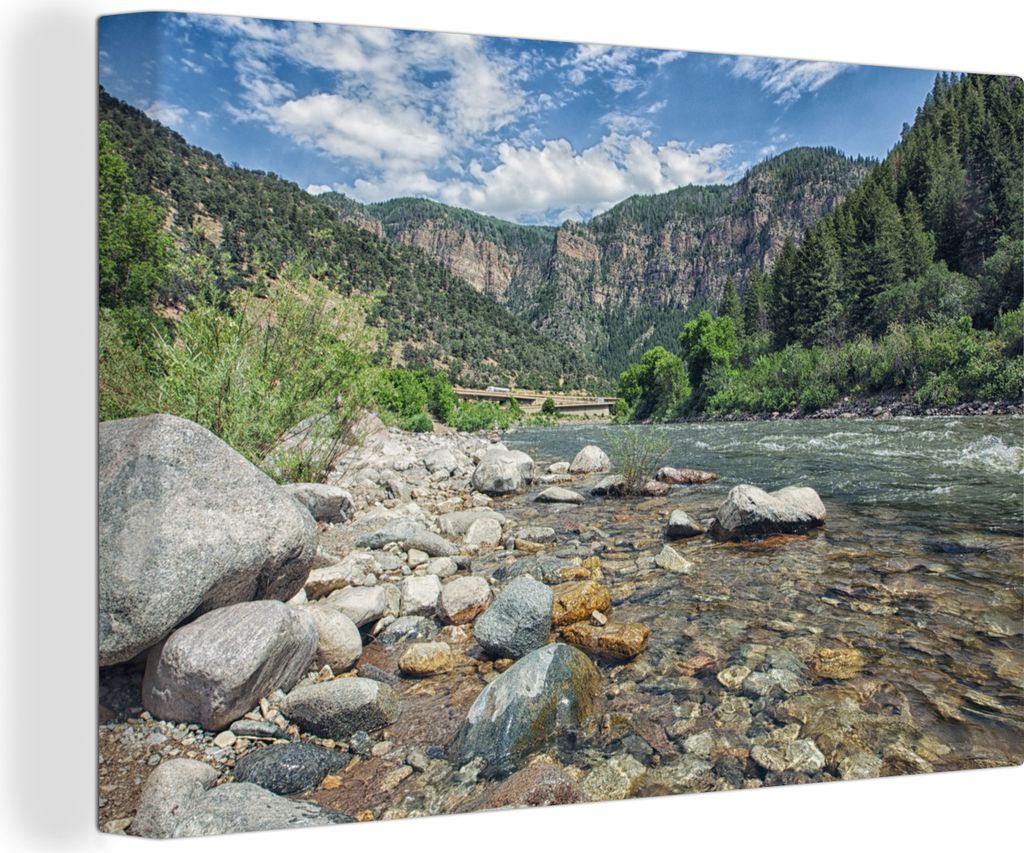 OneMillionCanvasses - Leinwandbilder - 140x90 cm, Colorado River und die Rocky Mountains in den USA, Wandbilder Kunstdruck Wanddekoration - Foto ...