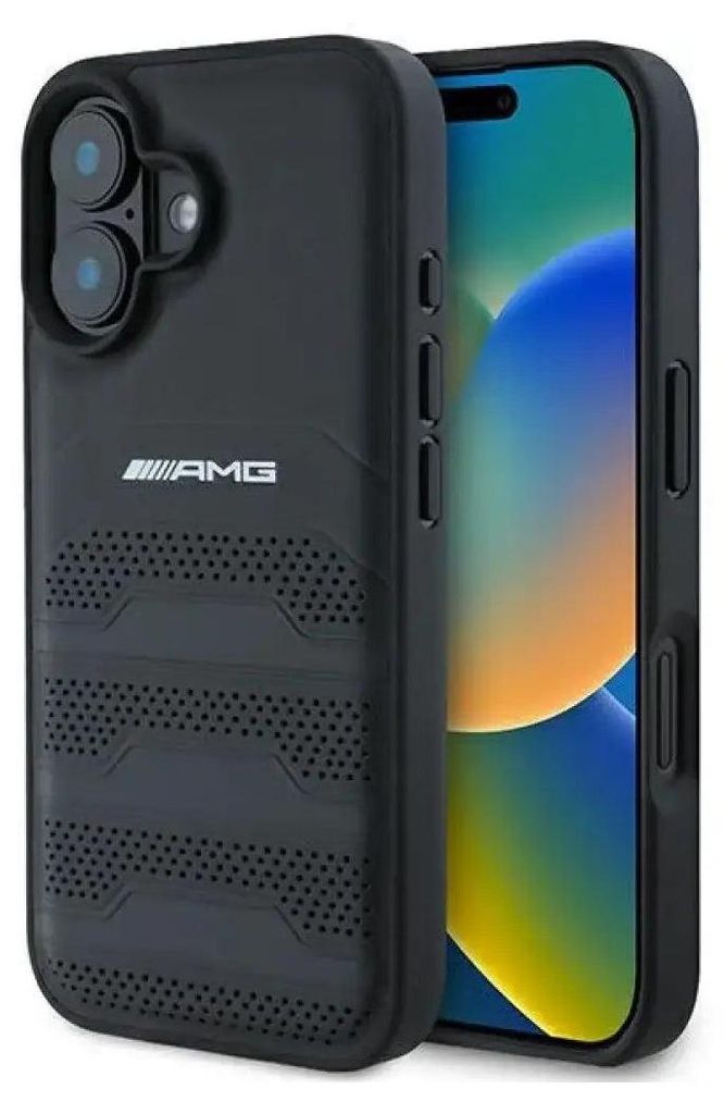 Etui Amg Leder Geprägte Linien Schwarz Logo Na Iphone 16 - Produktbild 