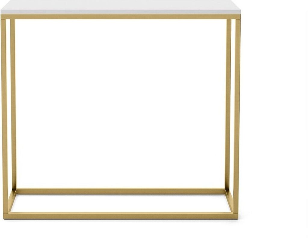 BETTSO Konsole für Flur elegante Schminktisch WELL 80cm Weiß mit Goldbeinen