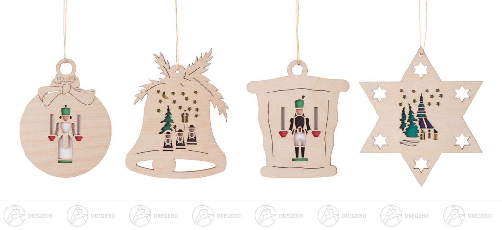 Baumschmuck Behang Erzgebirgsfiguren (4) Breite x Höhe x Tiefe 9 cmx9 cmx cm NEU