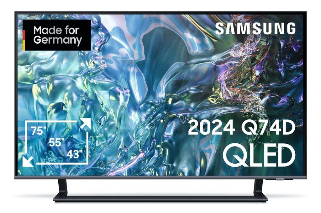 Samsung Q74D 50" QLED 4K Tizen OS Smart TV (2024), 127 cm (50"), 3840 x 2160 Pixel, QLED, Smart-TV, WLAN, Grau, Titan