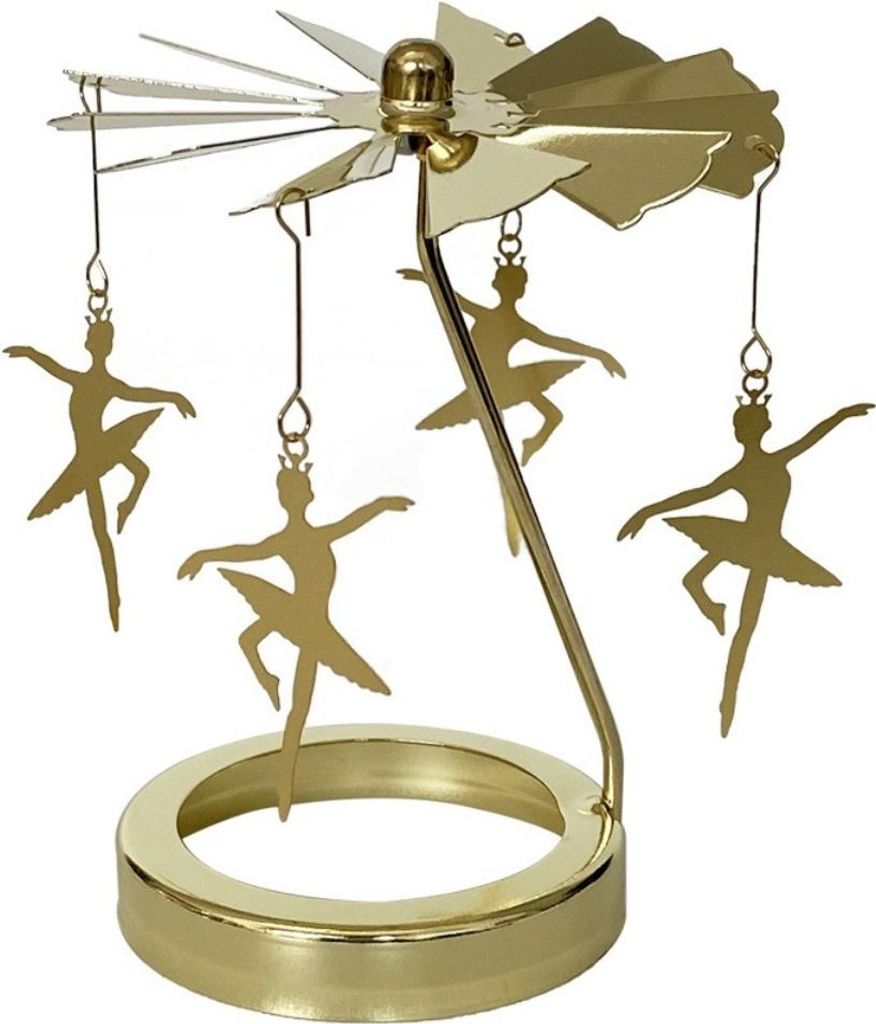 INF Rotierender Teelichthalter mit 7,4 cm Basis - Goldenes Karussell