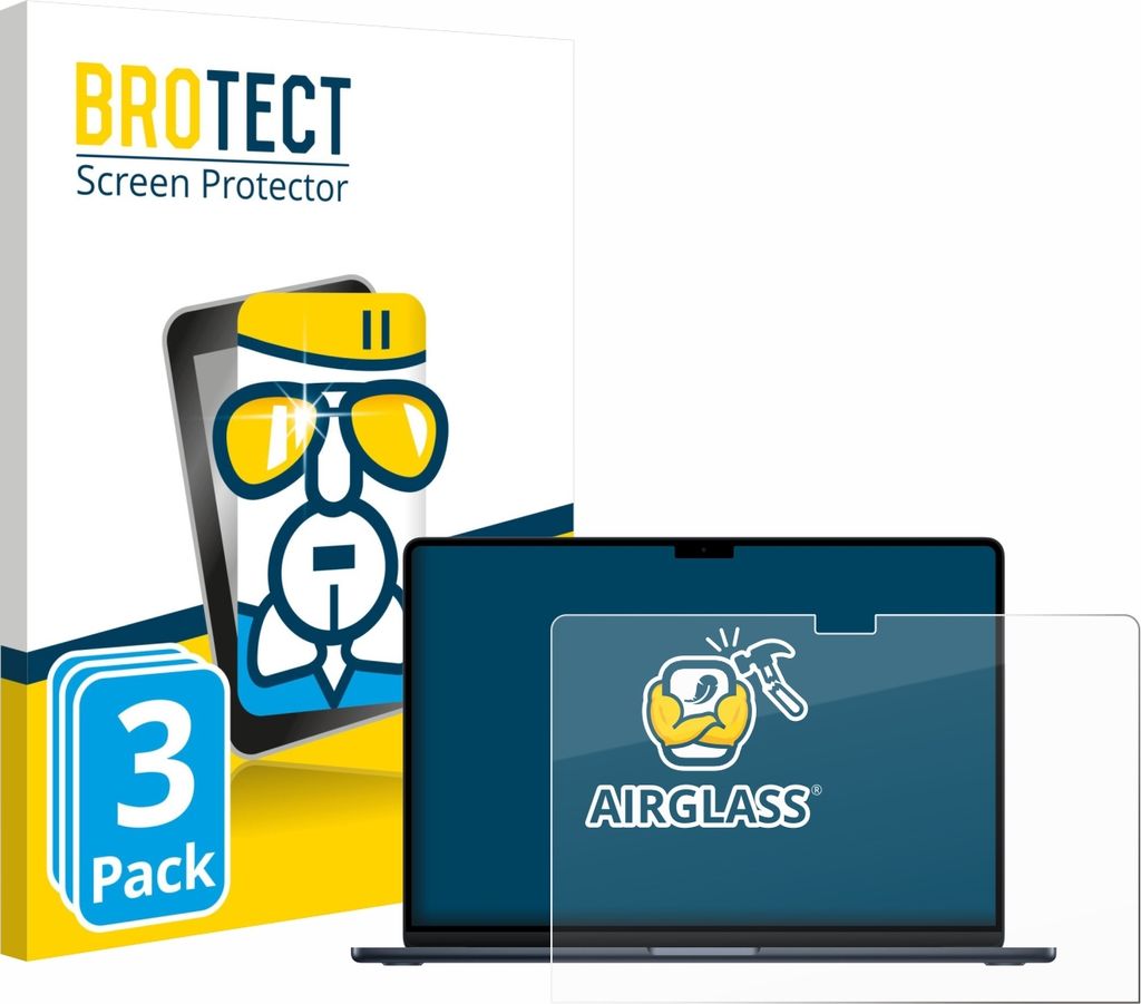 3x BROTECT Schutzglas für Apple MacBook Air 15" M4 2025 Schutzfolie Panzer Folie Glas Display Schutz klar
