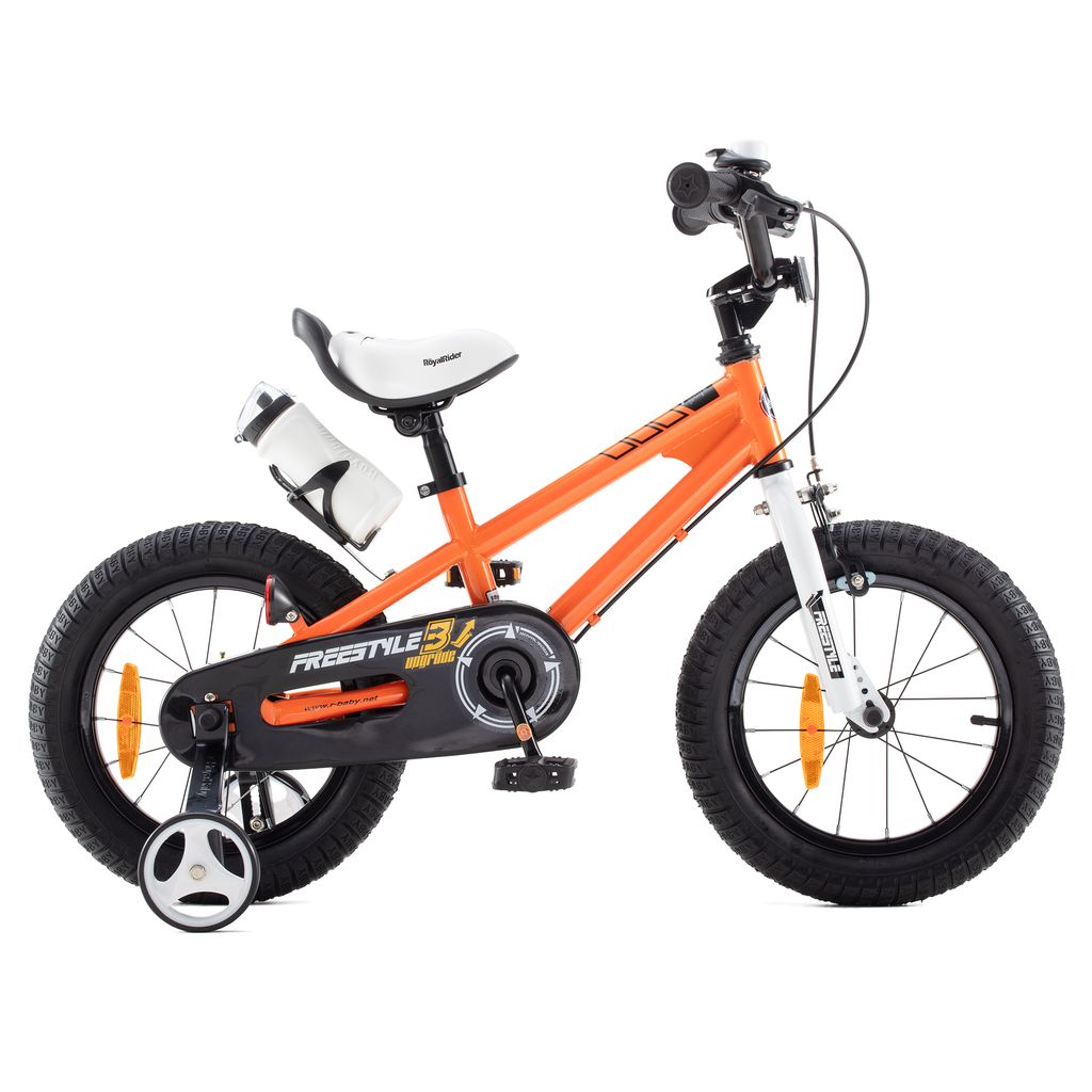 Kinderfahrrad 12 Zoll BMX Rad Kinderrad Weiss Orange Stützräder Jungen Mädchen 