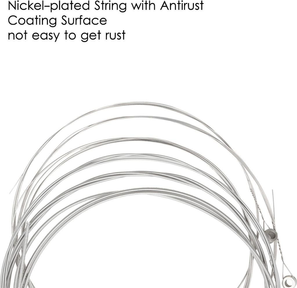 6 Stück E-Gitarrensaiten, vernickelter Ball-End-Stahlkern, 6-Saiten-Satz, einzeln verpackt für 009–042 Zoll