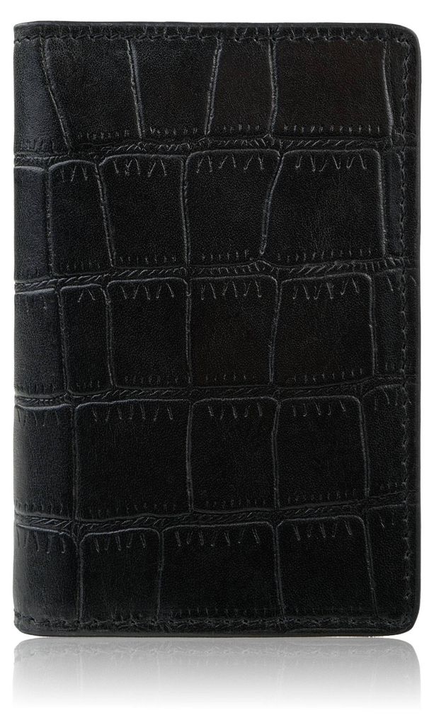 Schwarzes Leder-Kartenetui mit Kroko-Prägung elegantes RFID Paolo Peruzzi KV-05-CBL
