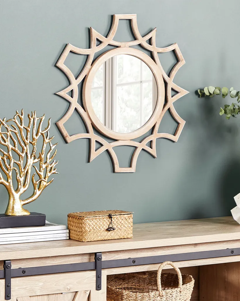 Miroir mural lumineux sapin MDF ø 60 cm BELIANI rond fait main bois