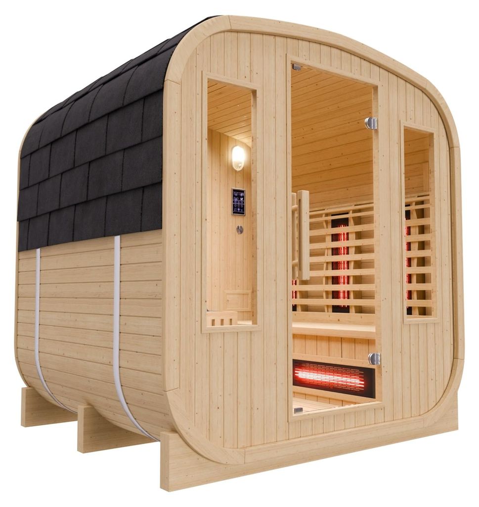 Dewello® - Outdoor Fasssauna Richmond - ca. 200 cm x 180 cm Produktbild 