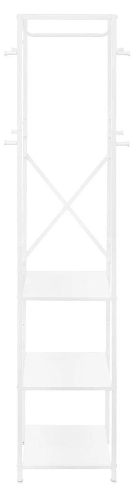 Stabiler Kleiderständer - Freistehende Garderobe - 8 Haken, 3 Ablagen, belastbar, Flur Schlafzimmer Büro Organizer - Weiß