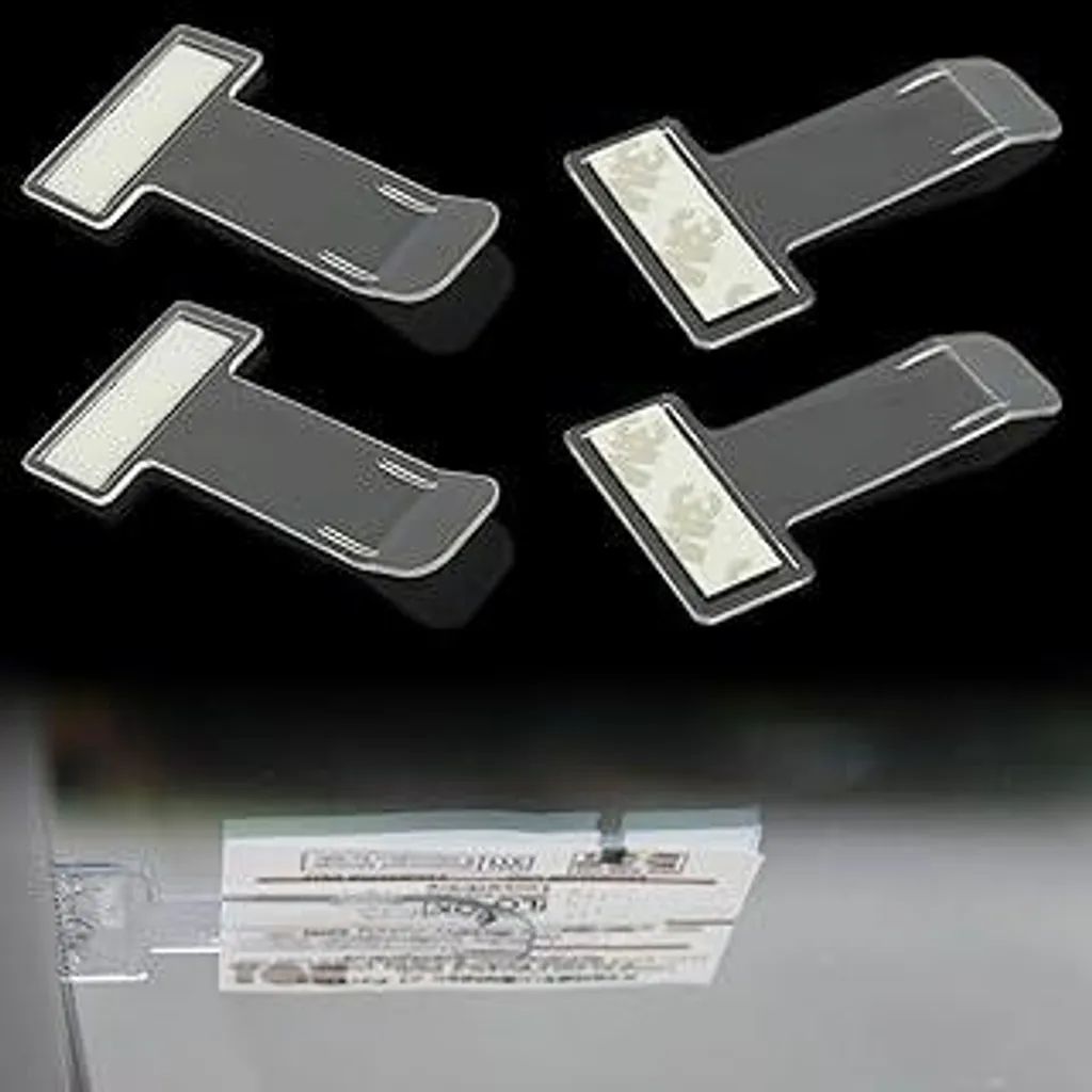4 clip trasparenti per biglietti di parcheggio, supporto trasparente per biglietti di parcheggio auto, supporto per biglietti da parabrezza, clip autoadesive per biglietti di parcheggio, supporto per biglietti di parcheggio auto