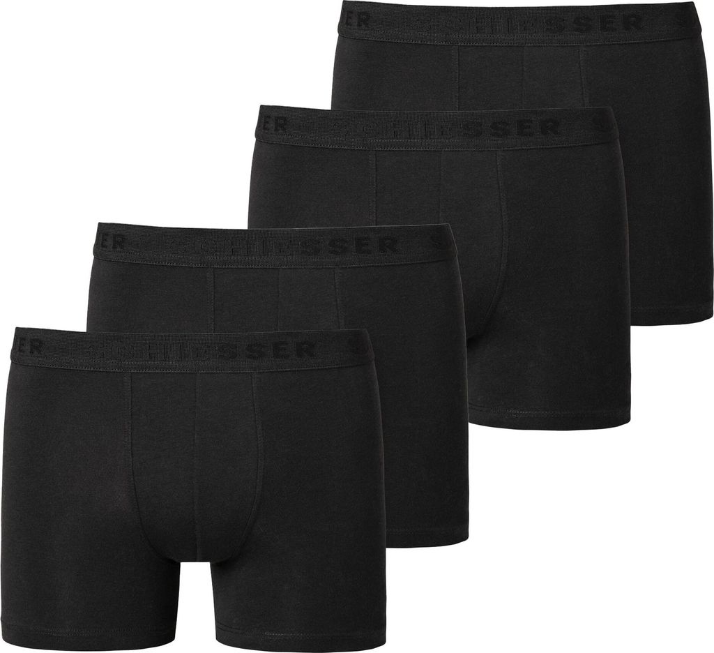 SCHIESSER Jungen Shorts 4er Pack - Serie 95/5, einfarbig, Organic Baumwolle Schwarz 176