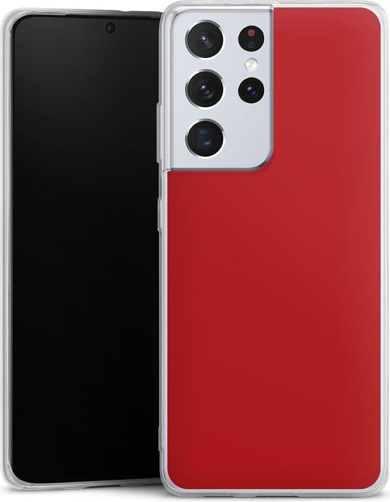 DeinDesign Handyhülle für Samsung Galaxy S21 Ultra 5G Silikon Hülle Case Smartphone Schutzhülle Farbe Rot einfarbig