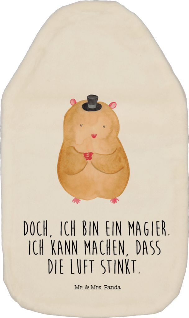Mr. & Mrs. Panda Wärmflasche Hamster Hut - Weiß - Geschenk, Lustige Sprüche, Magier, gummi, Zauberer, mit Bezug, Wärmflaschen, Bettflasche, Wä...