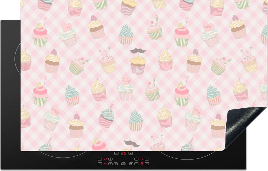 KitchenYeah Herdabdeckplatte Cupcakes - Valentinstag - Liebe - Design , 85x52cm, Küche Deko, Glaskeramikkochfeld Herdabdeckung, Abdeckplatte fù...