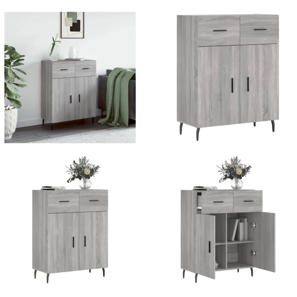 Credenza vidaXL 69,5x34x90 cm Grigio Sonoma - Mobile Salva-Spazio Casa