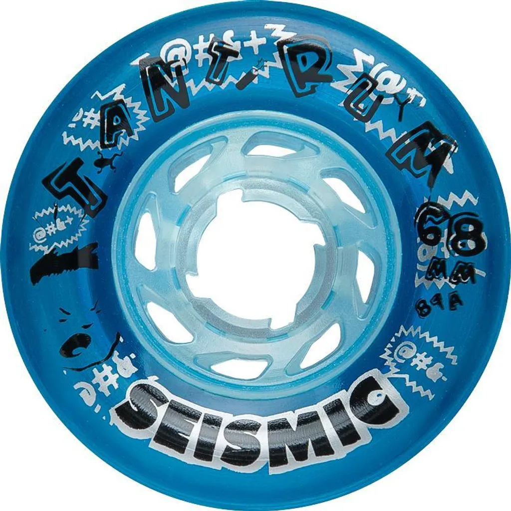 Roues de Longboard et Skateboard Seismic Tantrum 68mm 81a Bleu Translucide
