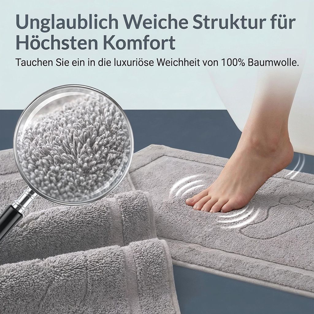 Komfortec Badvorleger Set 2 Teilig, Frottee Duschvorleger