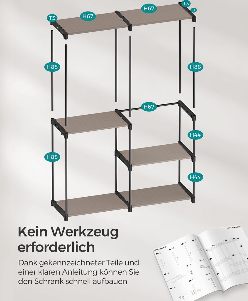SONGMICS Kleiderschrank offen, Kleiderständer, Produktbild 3