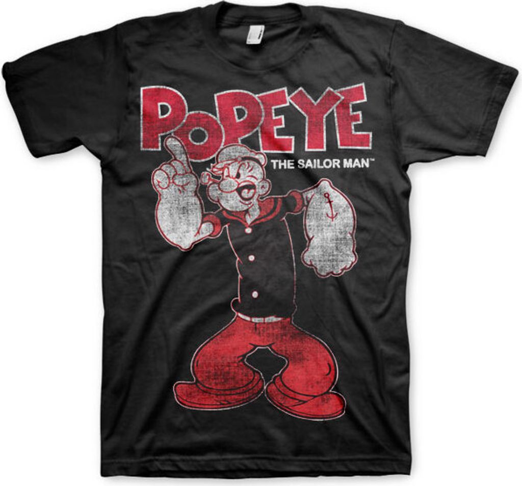 Popeye Distressed Sailor Man T-Shirt - XX-Large - Black Produktbild 