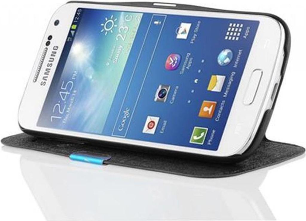Cadorabo Hülle für Samsung Galaxy S4 MINI Schutzhülle in Schwarz Etui Handyhülle Cover Tasche Standfunktion
