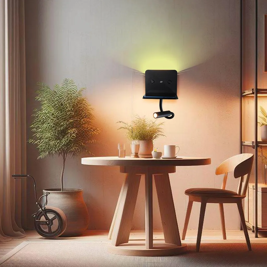 Applique murale gain de place avec liseuse LED et port USB pour smartphone - 6