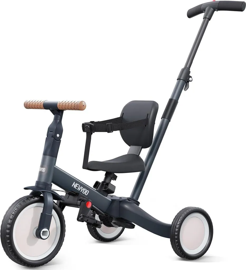 Vélo tricycle évolutif pour enfants dès 12 mois avec canne de guidage