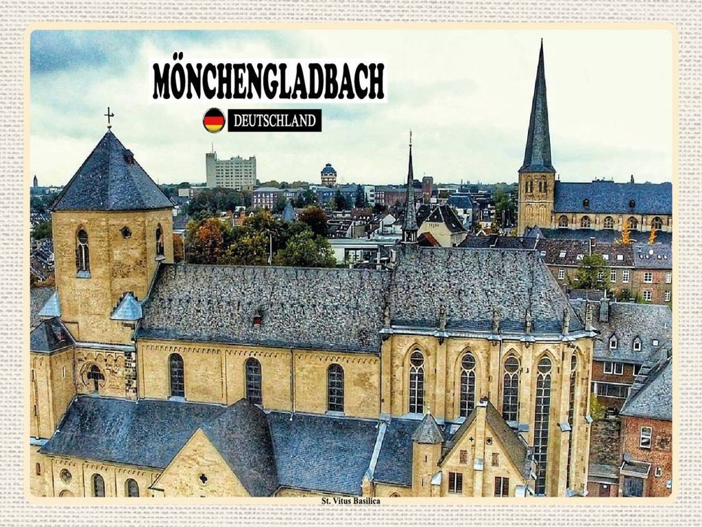 vianmo Holzschild 30x40 cm Mönchengladbach St. Vitus Basilika Bildmotiv Reisemotiv Abenteuer Reisen