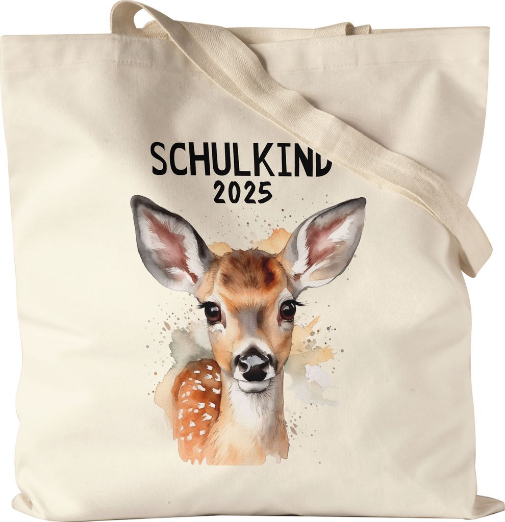 Schulkind 2025 Reh Jutebeutel Süßes Eichhörnchen Einschulung Geschenk Schulanfang Schuleinführung