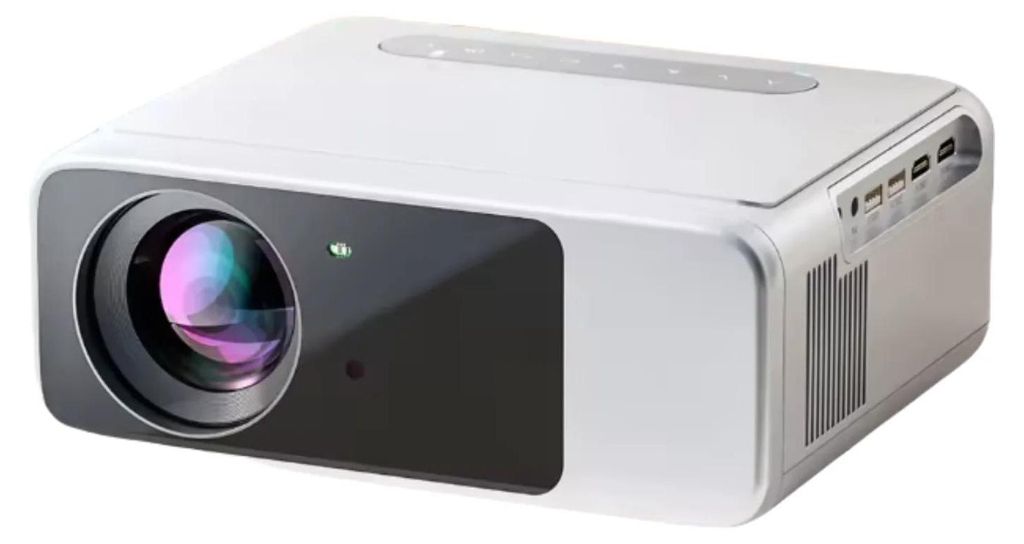Tragbarer WLAN-Beamer - T4 - Full HD 1080p - 5G WLAN - Autofokus - Kabellose Bildschirmspiegelung - Bluetooth - Integrierter Akku - Weiß