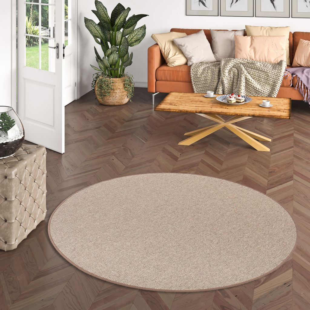 Natur Sisal-Optik Teppich Taff Braun Rund, Größe:200 cm Rund