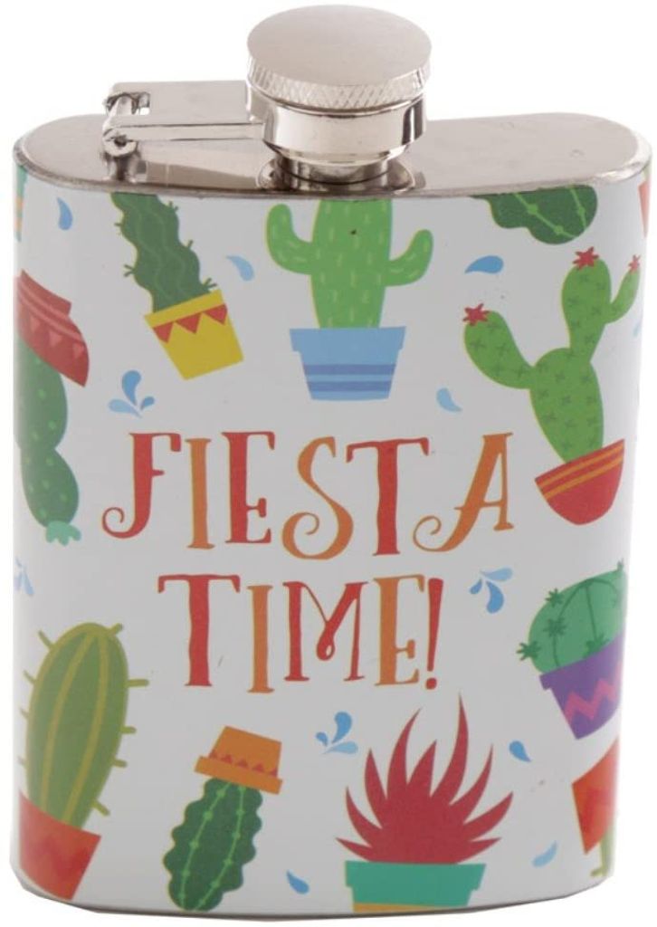 Cooler Flachmann "Fiesta Time Kaktus" aus lebensmittelechtem Edelstahl - Nicht für Mikrowelle und Spülmaschine geeignet