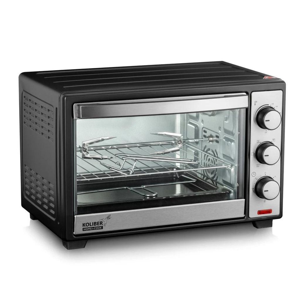 Kompakter Mini Backofen 25L SUPERMAX X-2000-W mit Umluft und Drehspieß Pizzaofen Tischbackofen 1600W