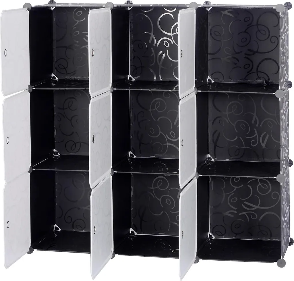 Étagère modulable DIY 9 cubes robuste 10kg par casier système ABS Noir - 2